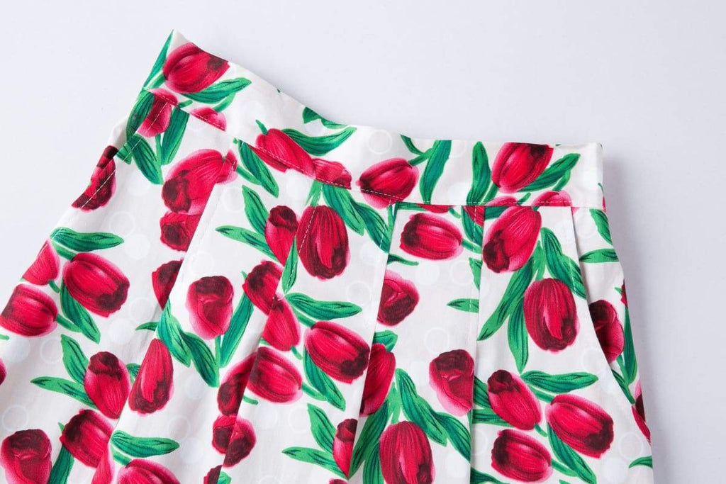 Red Tulip A-Line Skirt